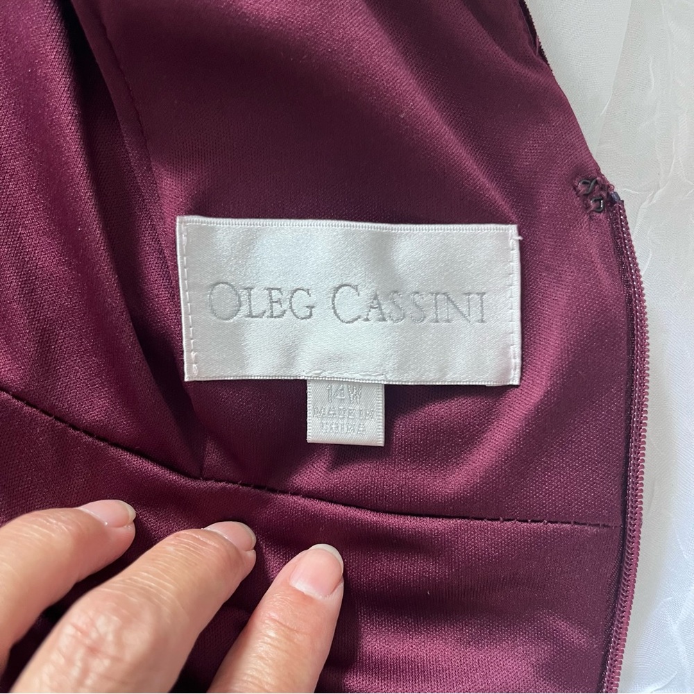 Oleg Cassini Burgundy Velvet Elegant Sheath Maxi Dress Size 14W (Altered) - Picture 2 of 14